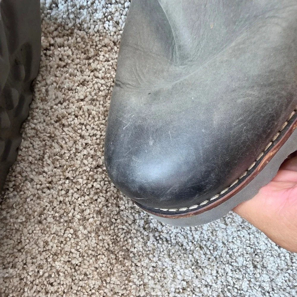 UGG Hannen Men 12 Waterproof Gray Leather Sheepskin Vibram Pull On Boots 1001594
